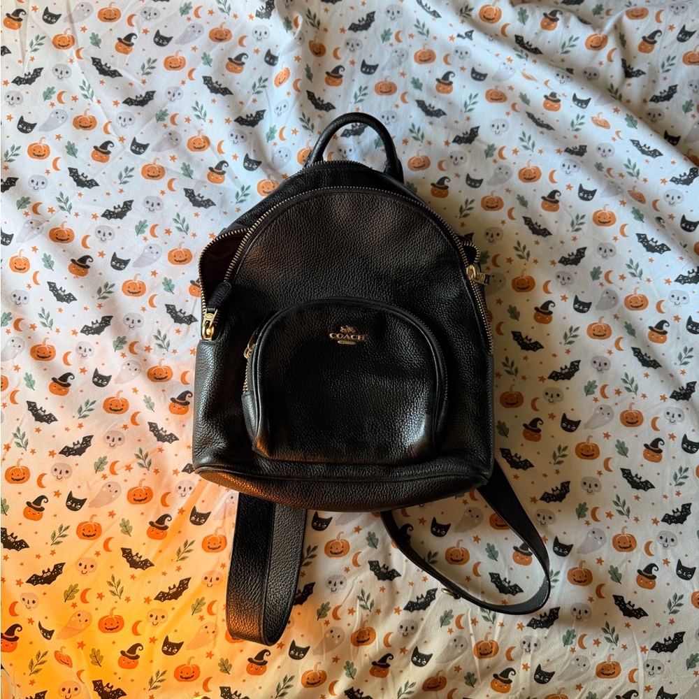 Coach Black Pebbled Leather Backpack